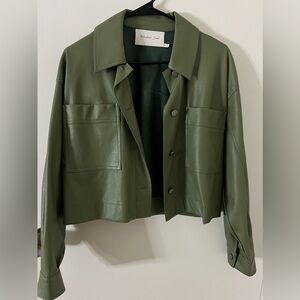 Faux leather cropped jacket